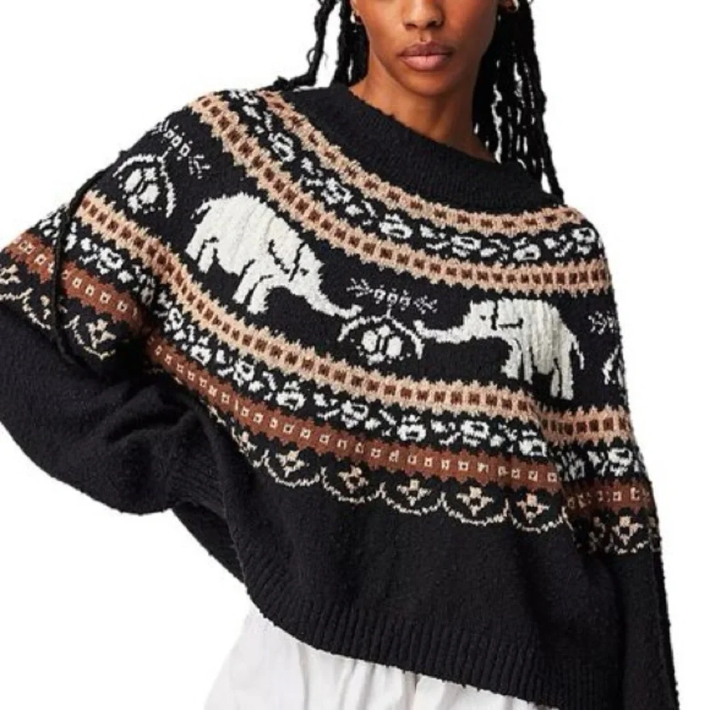 Free People Nellie sweater with elephants size large - Picture 5 of 10